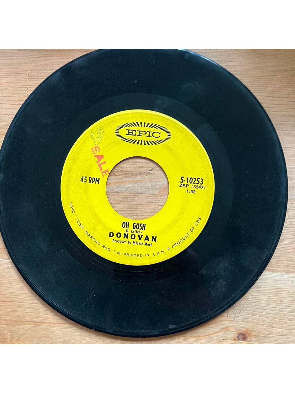 Donovan - Oh Gosh/Wear your Love like Heaven 45rpm VG+ R10